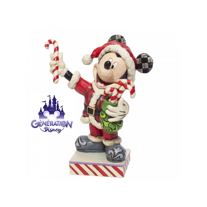 Statuette résine Mickey Noël "Mickey Mouse with Candy Canes" - Enesco by Jim Shore 16cm