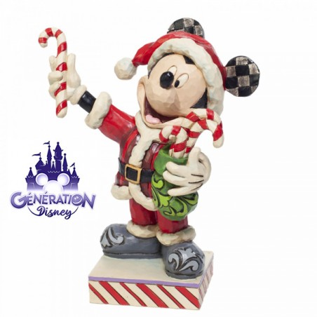 Statuette résine Mickey Noël "Mickey Mouse with Candy Canes" - Enesco by Jim Shore 16cm