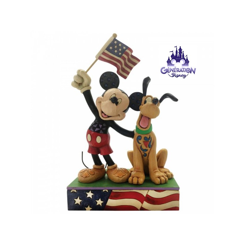 Statuette résine Mickey et Pluto patriote "A Banner Day" - Jim Shore - Enesco