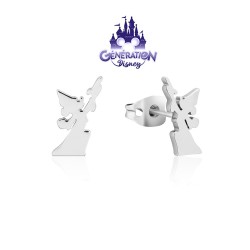 Boucles d'oreilles Fantasia Mickey sorcier silhouette - Plaqué or blanc 14kt
