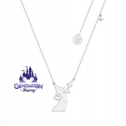 Collier Fantasia Mickey sorcier silhouette - Plaqué or blanc 14kt