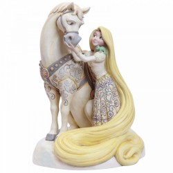 Statue résine Raiponce et du cheval Maximus (Rapunzel White Woodland)